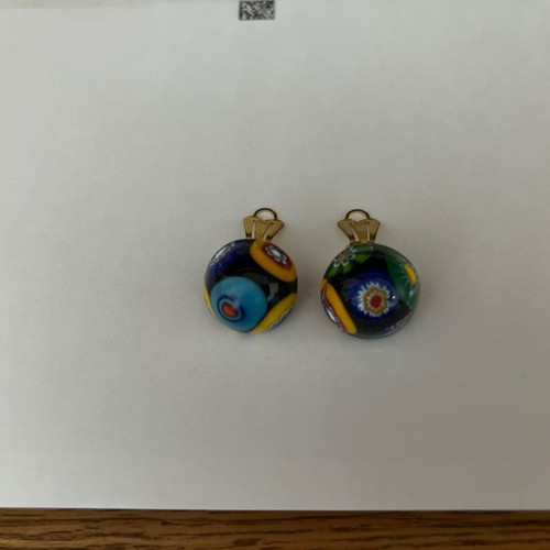 Vintage Murano Millefiori Glass Earrings Clip On Handmade Multicolor Venetian