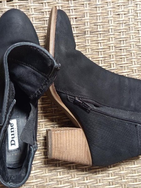 Women Dune Boots Black Leather 38.5 #3ODT