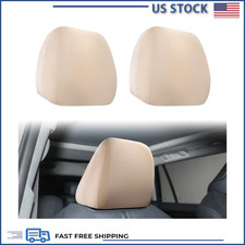 2 Pcs Universal Beige Car Seat Headrest Covers Color Beige