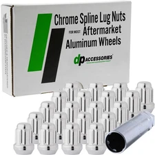 Chrome M14x1.50 Lug Nuts For Aftermarket Wheels - Closed End Spline - Set of 20
