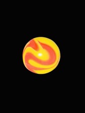 Vintage Christensen Agate Co CAC Flame Swirl Glass Marble Opaque Red Yellow