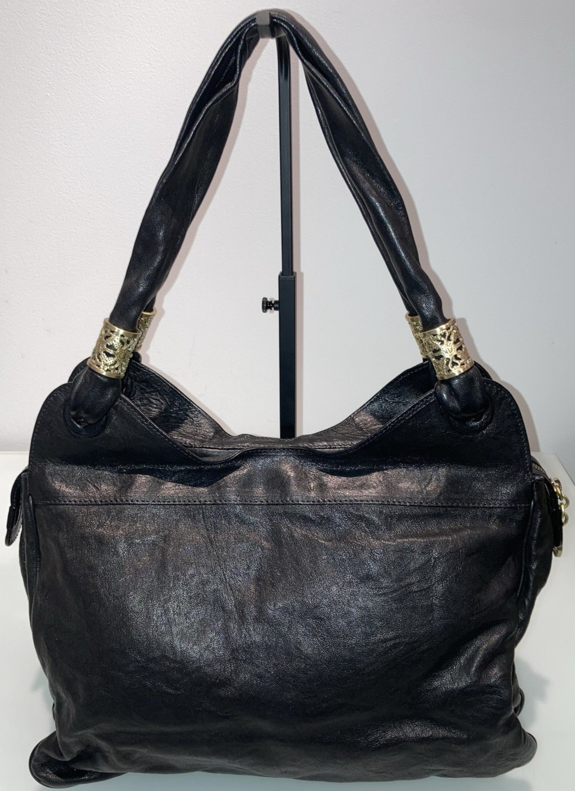 BADGLEY MISCHKA AUTH RARE VINTAGE COUTURE LEATHER HANDBAG  $1450 EXCELLENT/NM!! image 2