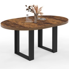 Table à manger extensible ronde PHOENIX 4-6 personnes bois foncé effet vieilli e