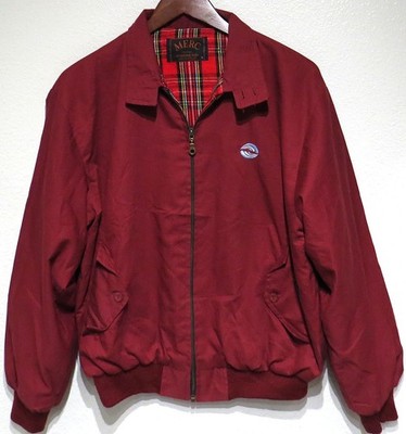 vtg Merc WINE RED HARRINGTON Jacket SMALL Tartan Plaid Lined 80s Made England