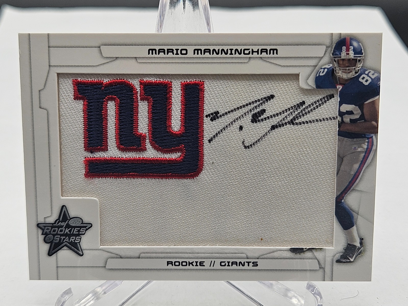 Mario Manningham Leaf Rookies & Stars #242 Patch Autograph