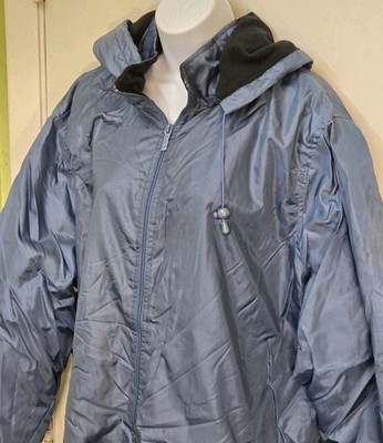 Totes Rain Jacket Womens 3XL Blue Removable Hood Fleece H2O Resistant Brand New