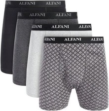 Alfani Men's 4 Pack Moisture Wicking Cotton Boxer Brief Casual Grey Heather XL