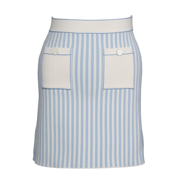 Sandro Paris Women's Blue Knit Short Striped Skirt Size 34 Xs 6 SFPJU01134-image