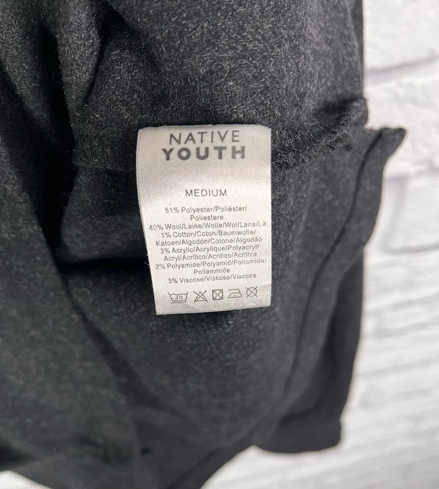 NATIVE YOUTH Men's Black Wool Button Down Shirt NWOT Medium - Image 4 of 4