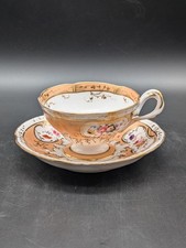 Antike Kaffeetasse & UT Prunk Gedeck alt Biedermeier Handmalerei Porzellan Gold