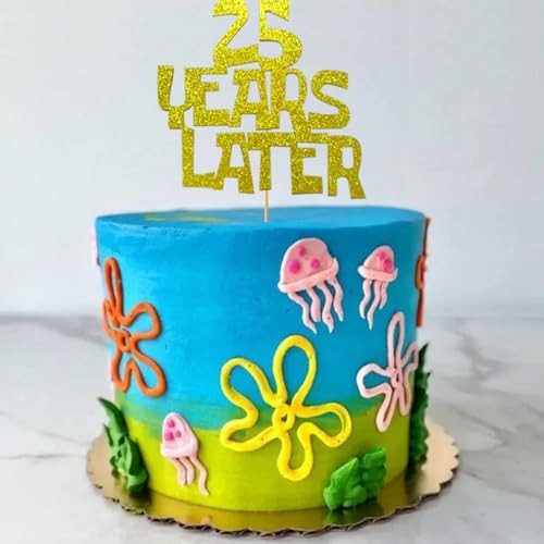 Glitter 25 YEARS LATER Cake topper,25th Birthday Cake Topper,25 Wedding Gold - 第 4/8 張圖片
