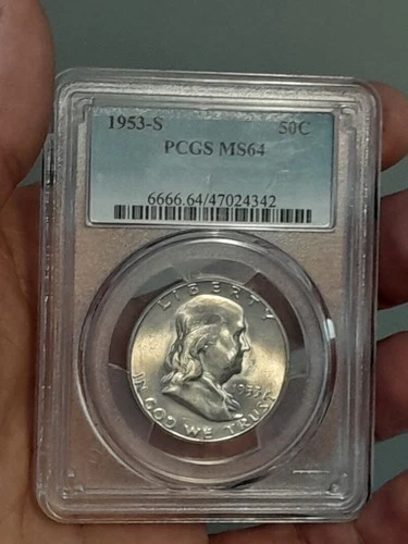 1953- S Franklin Half Dollar PCGS MS64