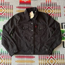 Levi's Women's Original Trucker Jacket Black Denim Size Large Red Tab New B5