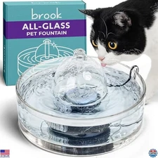 Brook Glass Pet Fountain 90oz – Automatic Water Dispenser for Cats & Small Dogs