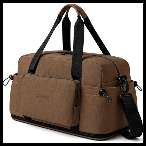 Large Travel Bag Expandable, Tote Bag for Travel, 47L Brown Duffle Bag