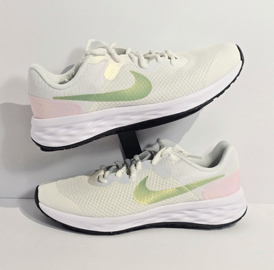 Nike Revolution 6 GS White Lime Pink Shimmer Running Shoes Girls 6Y Women's 7.5