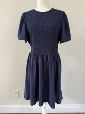 GAP Women's Navy Blue Elastic Ruched Pockets Mini Dress Sz L
