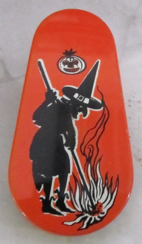 Halloween Tin Litho Noise Maker Jack O Lantern Witch Kirchhof Life of the Party