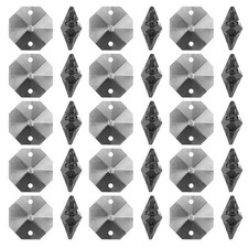 K9 Crystal Octagon Beads 2 Holes 100 Pack 14mm Chandelier Prisms, Clear Black