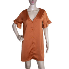 Nasty Gal Satin Mini Dress Women’s 8 Orange Sleeveless
