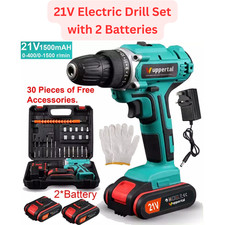 2 Battery Cordless Drill 21V Electric & Screwdriver Set Combi Driver High Power