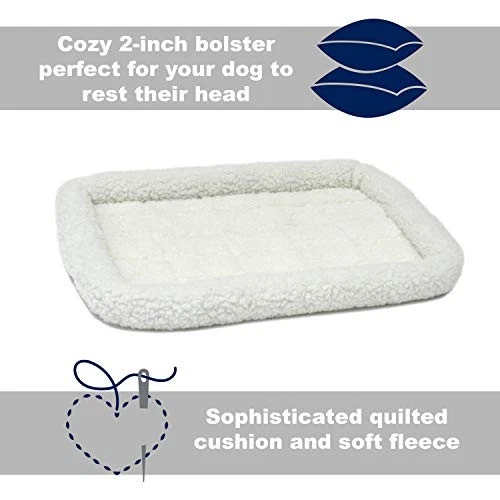 18L-Inch White Fleece Dog Bed or Cat Bed w/ Comfortable Bolster | Ideal for - Image 4 of 4