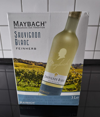 Maybach Sauvignon Blanc Feinherb. Qualitätswein 3L Bag-in-Box Jahrgang 2025.