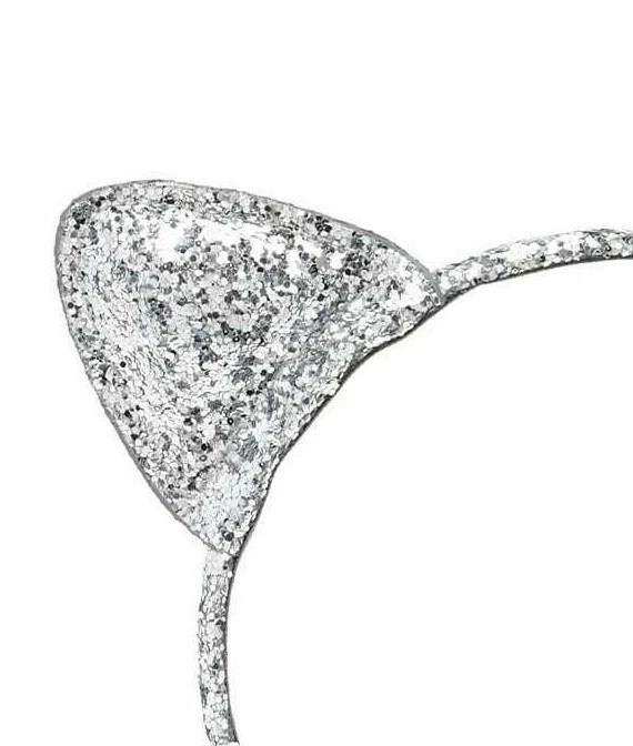 Forever 21 Silver Sequin Puffy Cat Ears Womens One Size OS Headband - Image 3 of 4