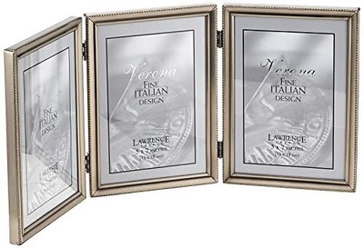 Lawrence Frames Bead Border Design, 5x7 Triple, Pewter