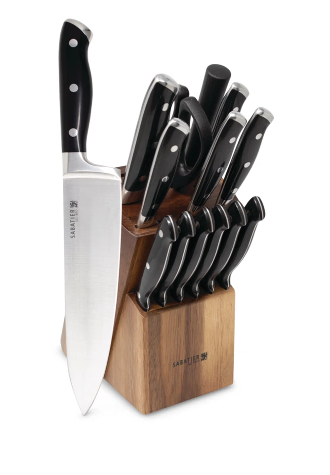 Juego de bloques de cuchillos triple remache forjado de acero inoxidable Sabatier, 15 piezas Foto 2 de 3