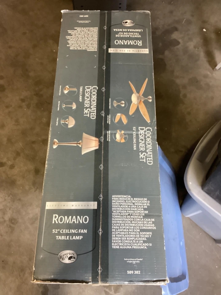 Fan Hampton Bay Designer Set 52” Fan and Table Lamp #589382 Brushed Nickle - Image 3 of 4