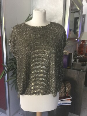 Pull à Sequins Berenice - Taille 36 - Couleur Bronze - Occasion En Très Bon état - Idéal Pour Soirée