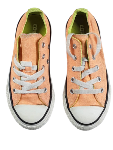 Converse Chuck Taylor Orange Double Tongue Sneaker Shoes Girls (Size 12) 637348F - Afbeelding 1 van 5