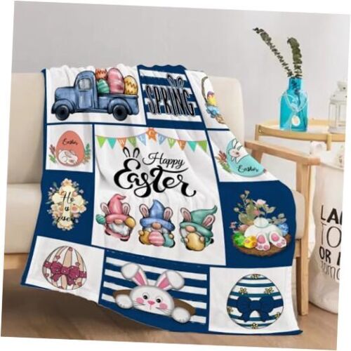 Happy Easter Bunny Decorative Throw Blanket Medium 50*60IN Easter Blanket-01