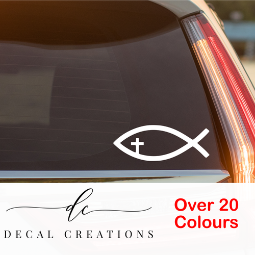 Jesus Fish 100mm Sticker Vinyl Decal Pray God Religion Cross Jesus ...