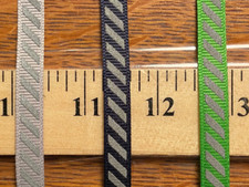 Reflective diagonal bar stripe grosgrain ribbon Fabric Trim 3/8 inch wide sold