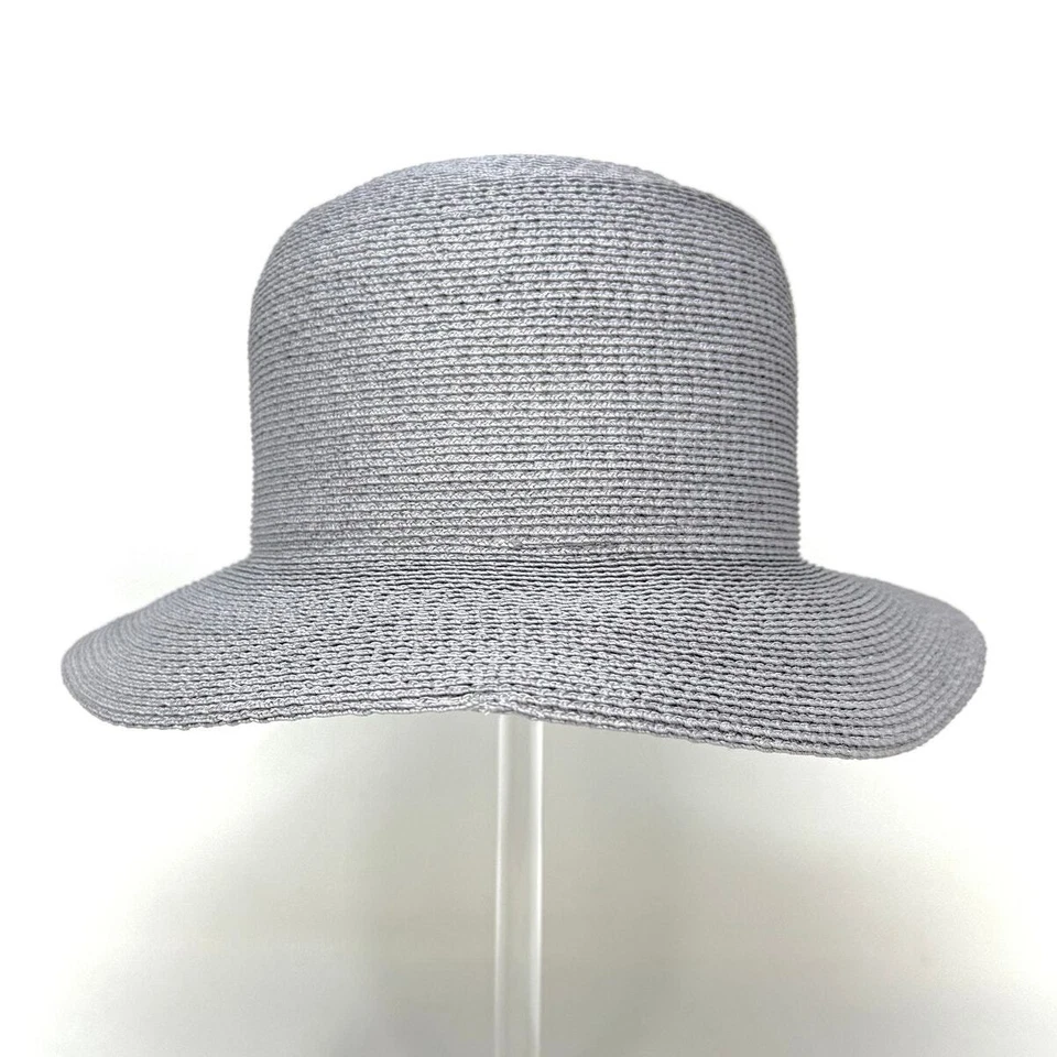 nº32 - Sombrero de sol Patricia Underwood gris cristal rafia vintage talla M Foto 3 de 4