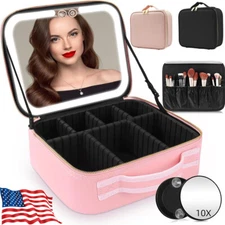 Makeup Bag with Mirror of LED Lighted Travel Makeup Train Case Cosmetic Bag