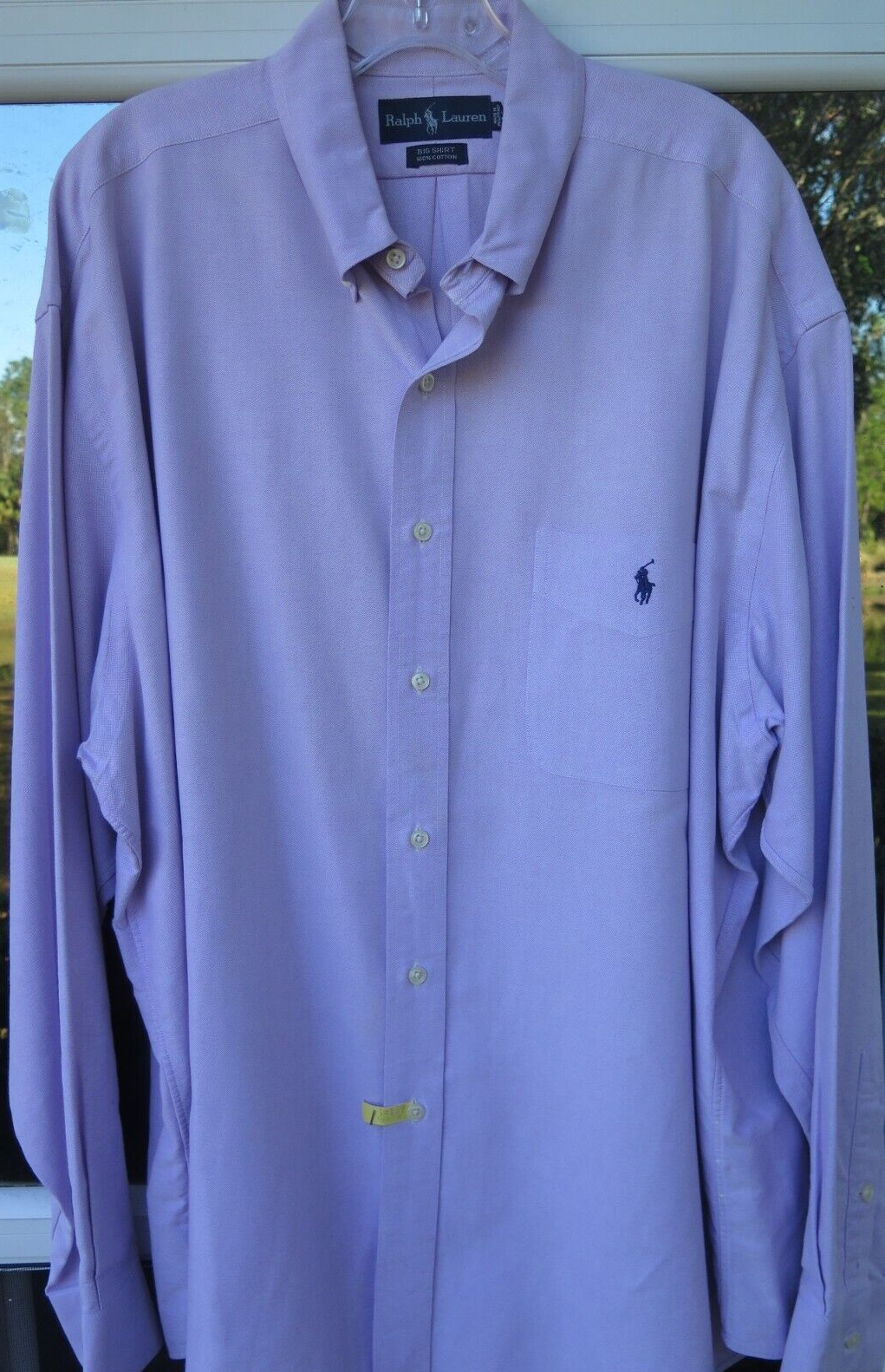 Ralph Lauren Big Shirt Uomo Viola Blu Lavanda Polo Pony Tasca Camicia Casual XL