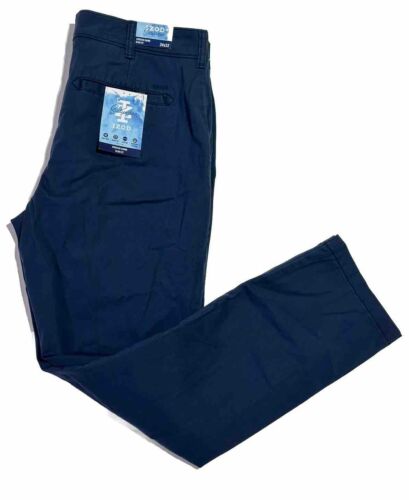 Izod Stretch Chino Slim Fit Men’s Pant- NWT Fit Flat Front Navy Blue Sz 34 X 32