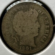 1901 O Barber Dime - AG - Nice Honest Wear - Better Date - Free Shipping!