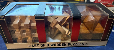 3 Wooden Puzzles by Golden Horse Arts & Craft Co--BRAIN BENDER TEST