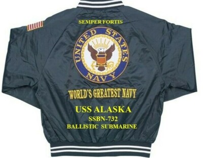 USS ALASKA  SSBN-732 SUBMARINE NAVY EMBROIDERED SATIN JACKET(BACK ONLY)