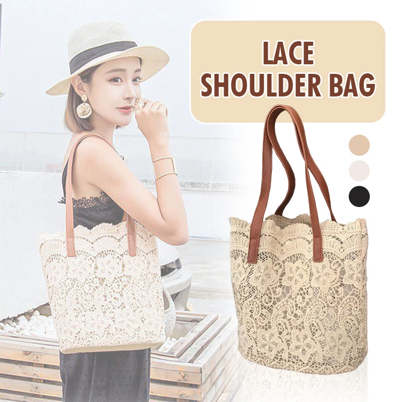 Boho Summer Lace Shoulder Bag Hand Crochet Crochet Flower Bag Woven Handbags