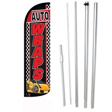 Auto Wraps Flag Flutter Feather Banner Swooper Extra-Wide Windless Bundle