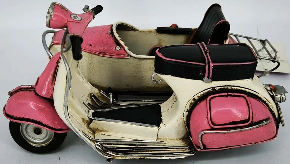 VESPA Piaggio sidecar 1/10 scale metal model YES withe+pink 23cm - nuovo - Immagine 4 di 4