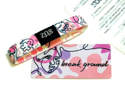 ZOX **BREAK GROUND** Silver Single Medium Wristband w/Card Womens' History Month