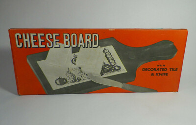 Cheese Board Tile Knife Set Interpur Materia Original Box Vintage Cutting Board