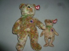 NEW TY BEANIE BABIES BABY BEAR BUDDY SET LOT SPECKLES NWT LARGE SMALL