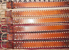 VTG Western C M Co Buckstitch Tooled Embossed Leather Belts 6 pc Size 20 NEW
